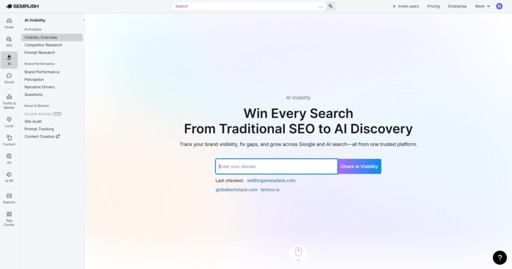 image | Nonofo Joel SEMrush AI Visibility hero: