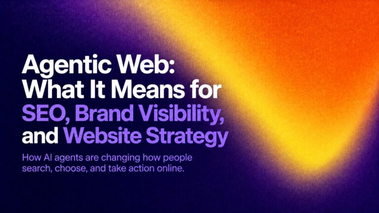Banner announcing 'Agentic Web' and its impact on SEO, brand visibility, and website strategy.